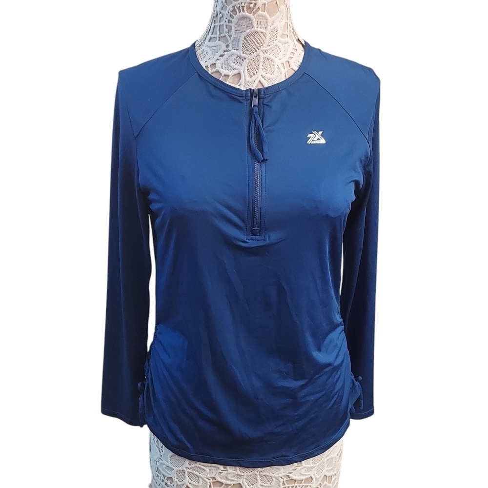 ZEROXPOSUR Blue Long Sleeve Sun Protection Top XL New Summer Sun Smart